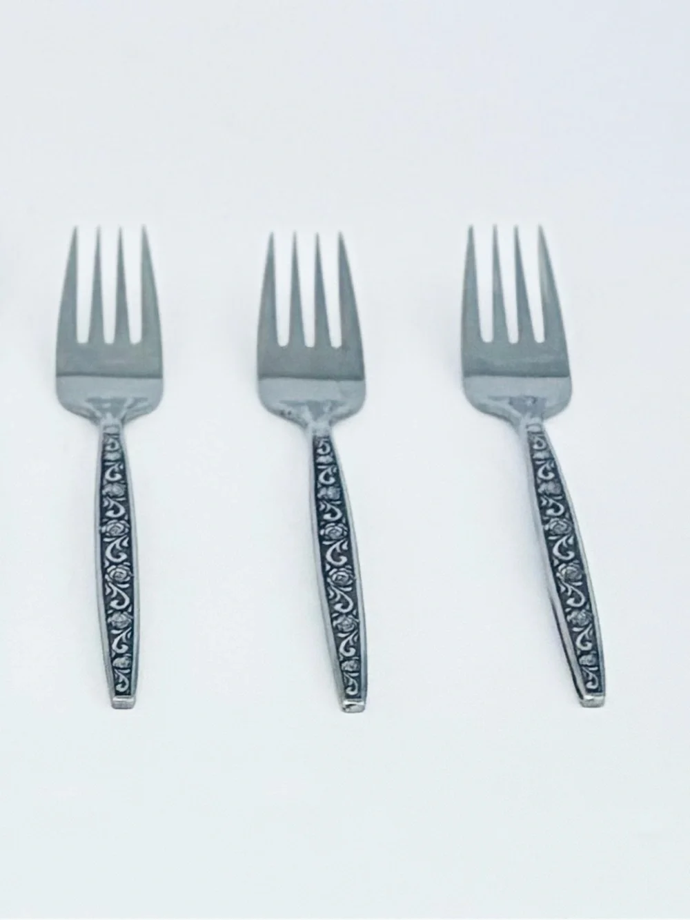 Rose Border Flatware 3 Dinner Forks & 3 Salad Forks Stainless Steel Japan